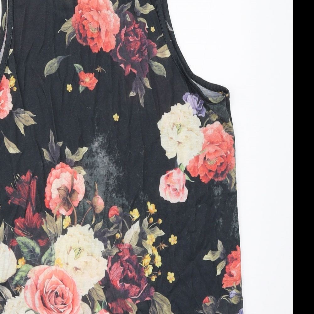 LDN DNM Womens Black Floral  Basic Tank Size XS