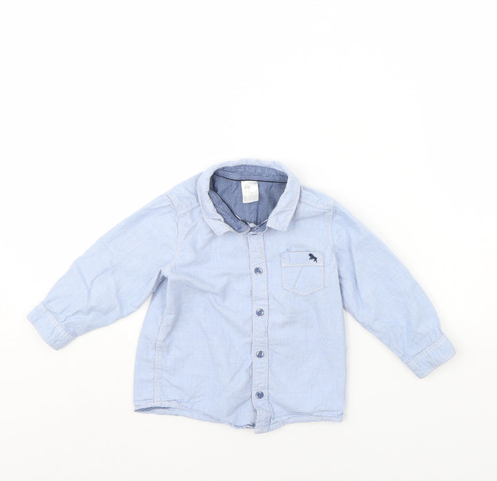 H&M Boys Blue   Basic Button-Up Size 12 Months