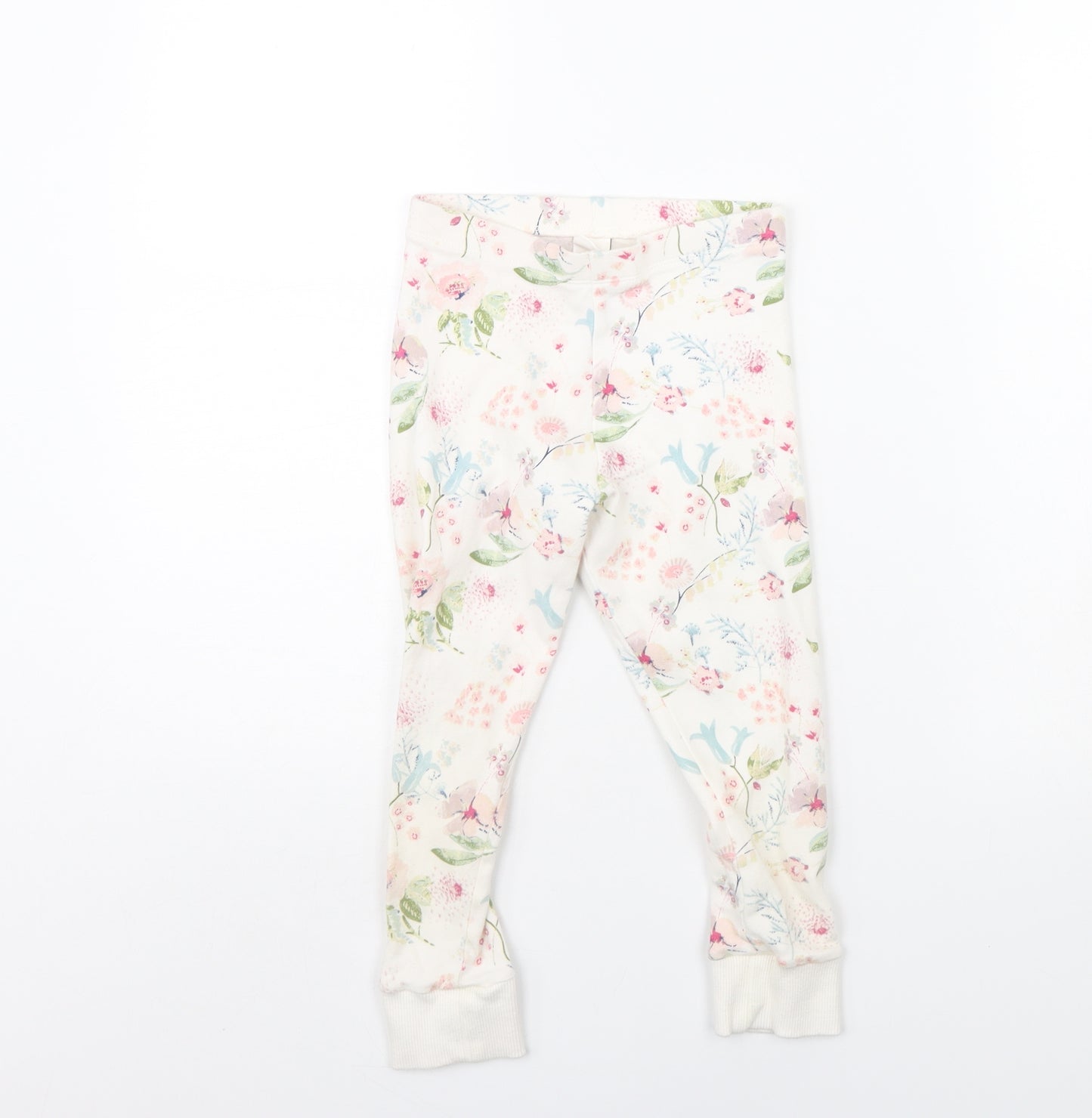 NEXT Girls White Floral  Jogger Trousers Size 7 Years