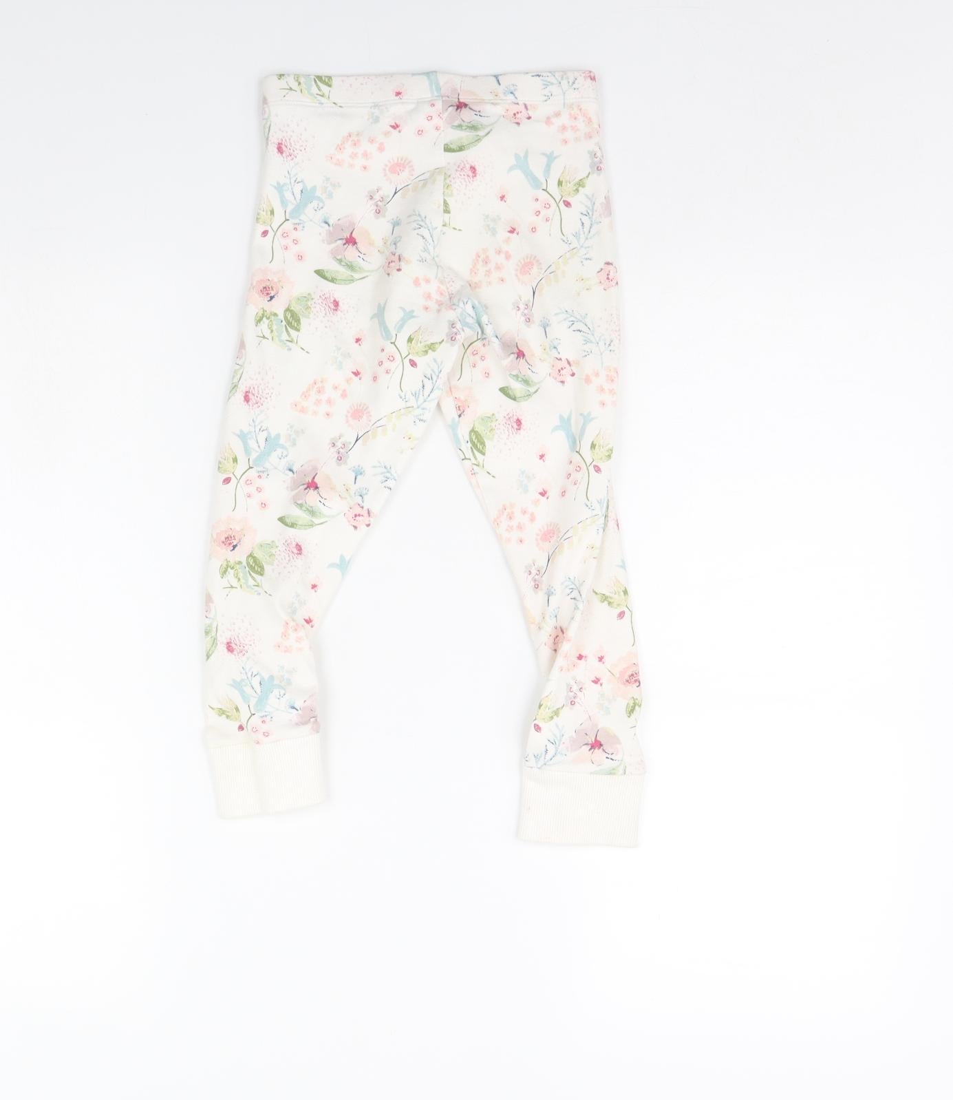 NEXT Girls White Floral  Jogger Trousers Size 7 Years