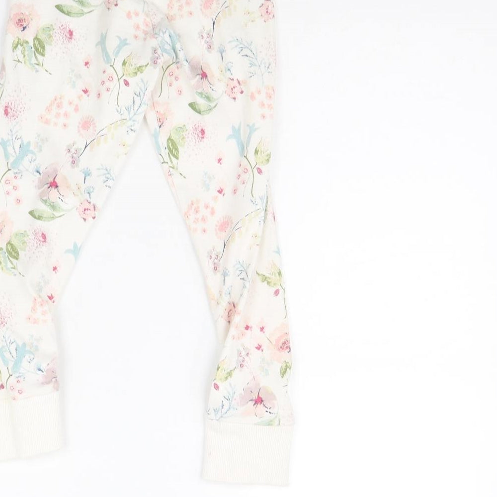 NEXT Girls White Floral  Jogger Trousers Size 7 Years