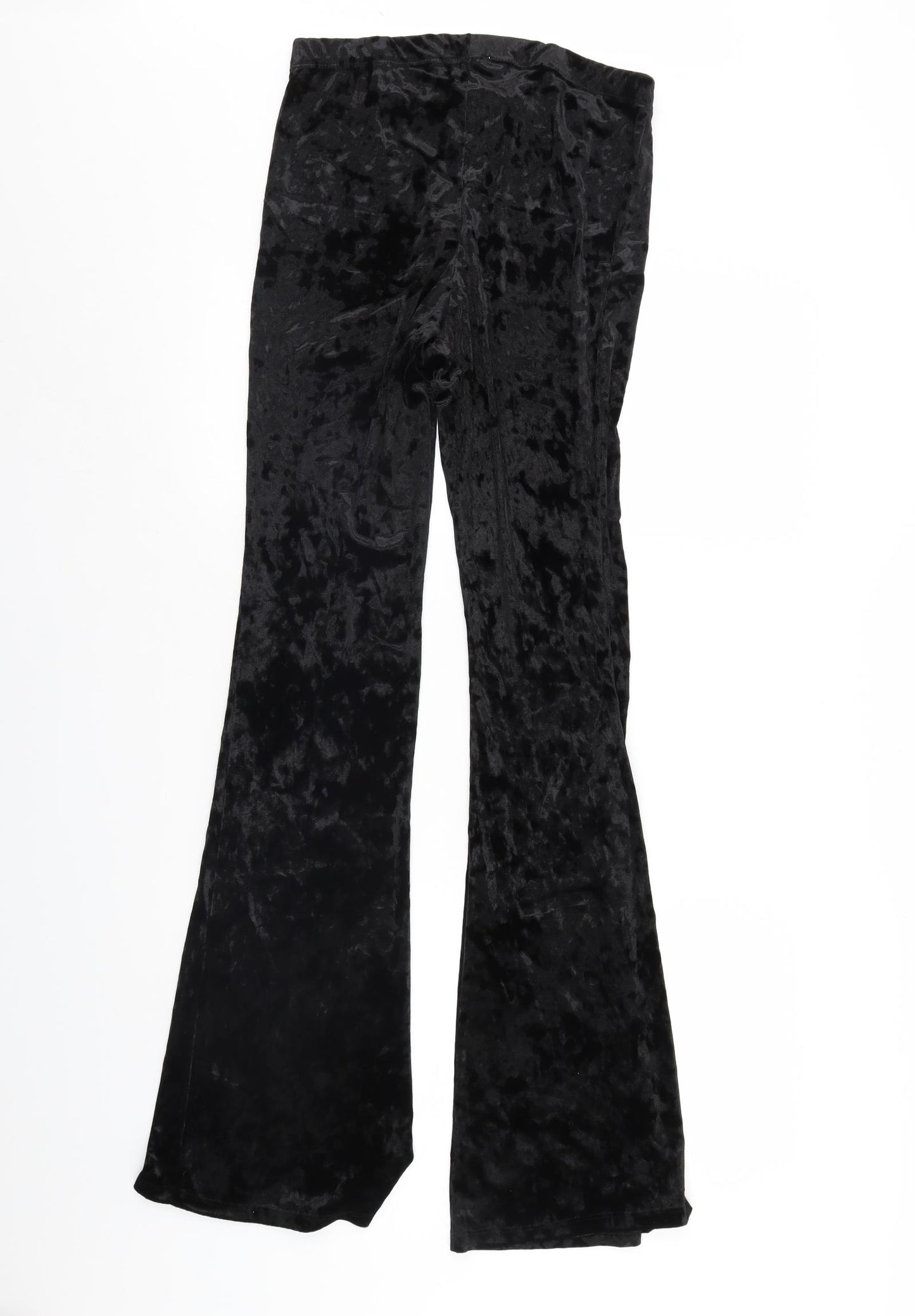 Topshop Womens Black  Velour Trousers  Size 12 L34 in