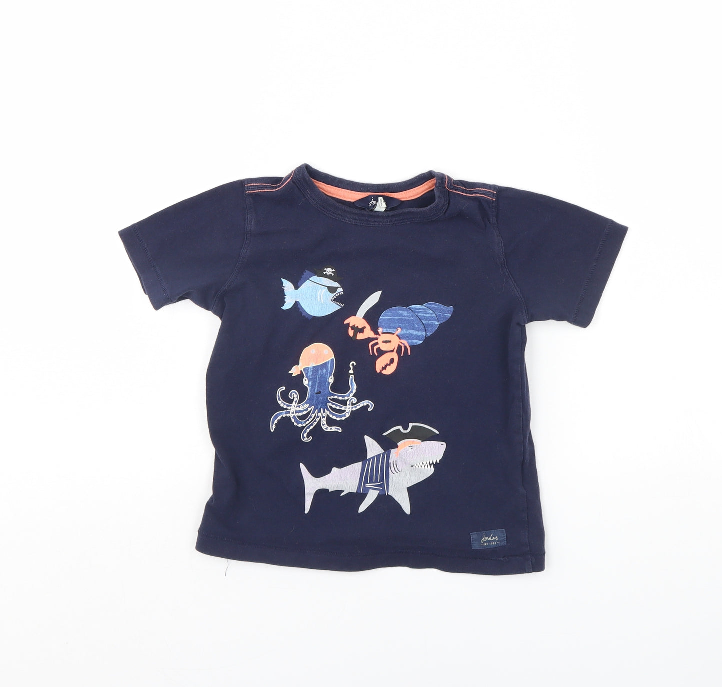 Joules Boys Blue   Basic T-Shirt Size 4 Years  - sea life