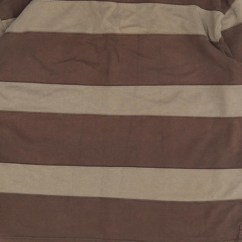 Weird Fish Mens Brown Striped  Henley Jumper Size 2XL