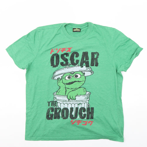 TU Mens Green    T-Shirt Size M  - Sesame Street