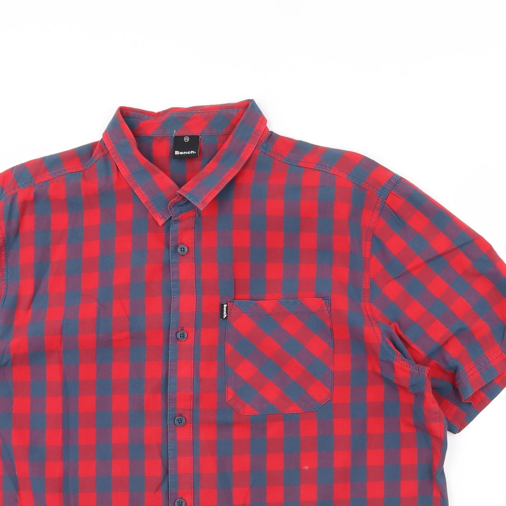 Bench Mens Red Plaid   Dress Shirt Size 2XL