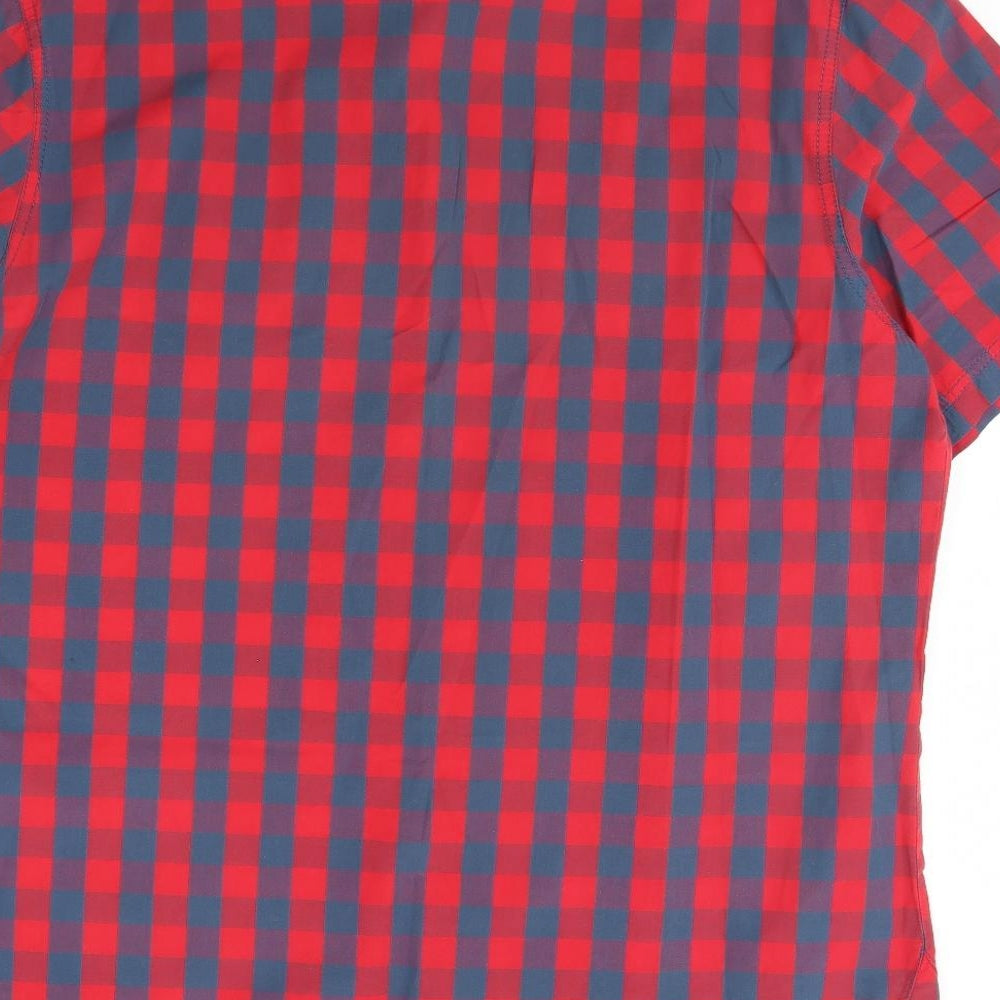 Bench Mens Red Plaid   Dress Shirt Size 2XL
