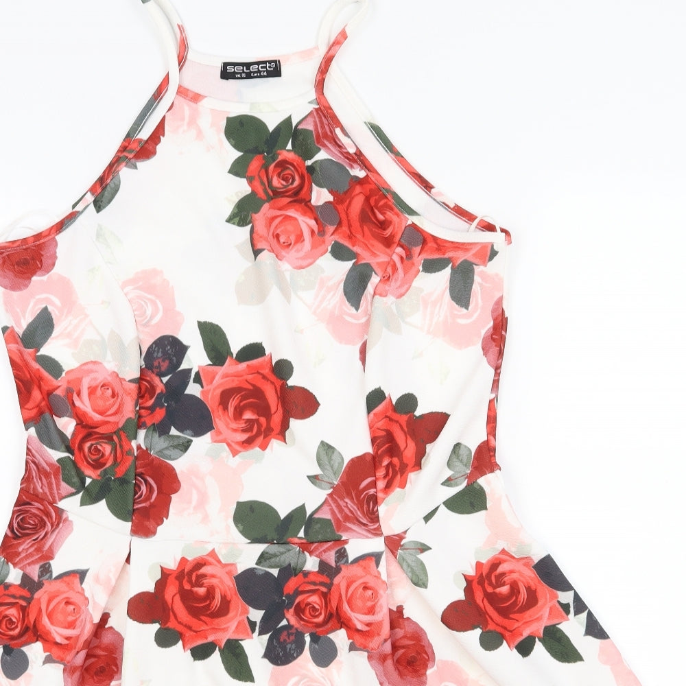 Select Womens White Floral  Skater Dress  Size 16