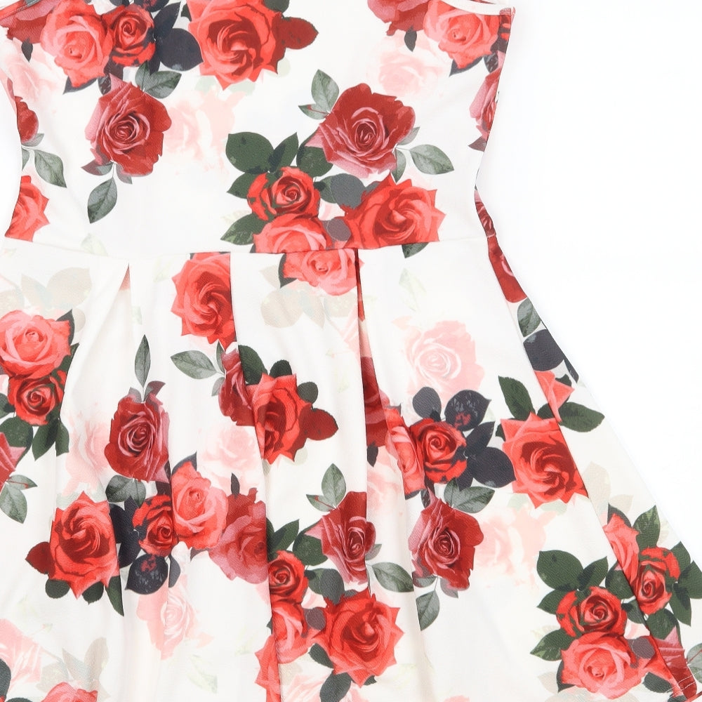 Select Womens White Floral  Skater Dress  Size 16