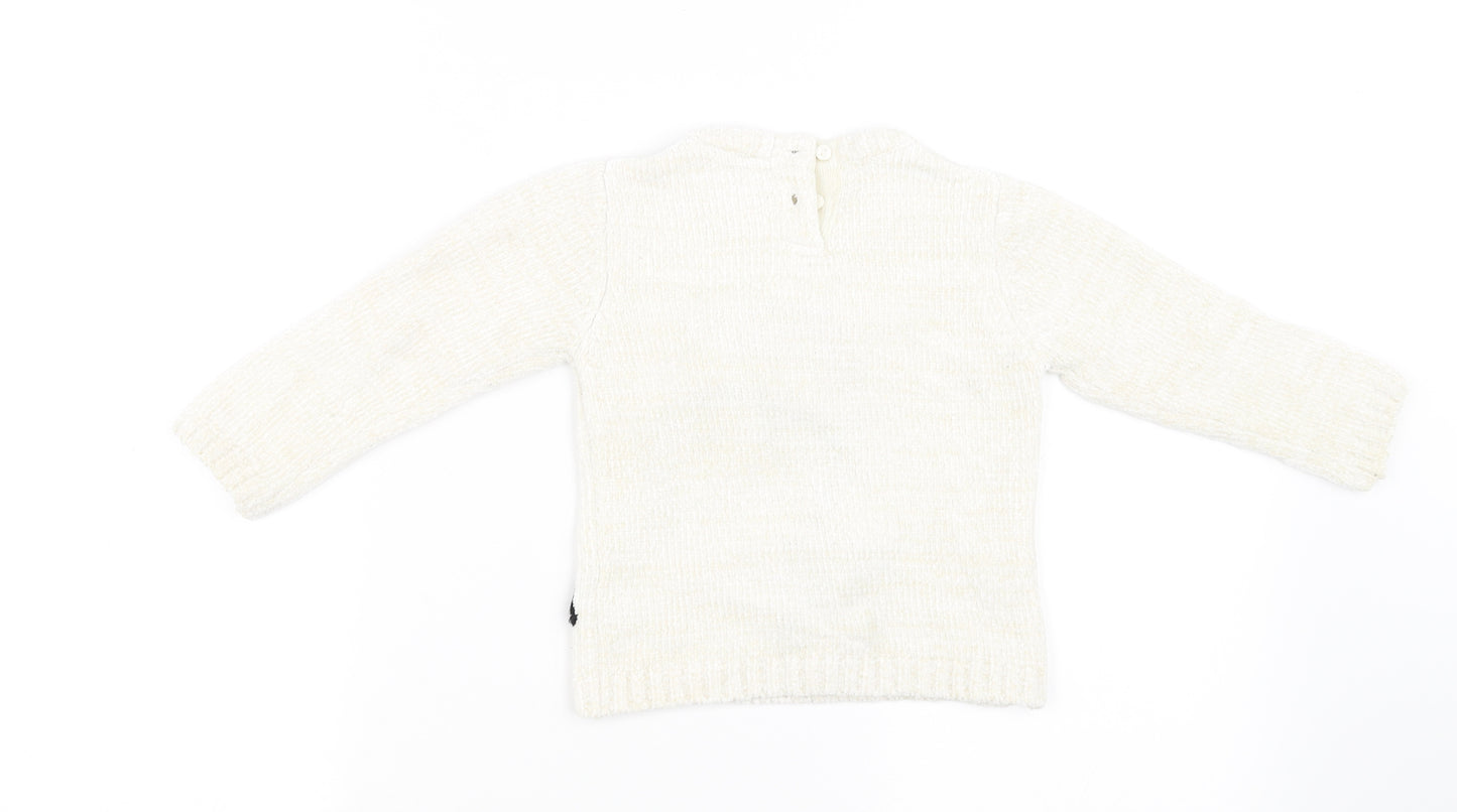 M&Co Girls White   Pullover Sweatshirt Size 2-3 Years