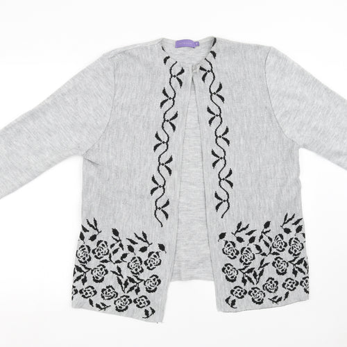 Autonomy Womens Grey Floral  Wrap Sweatshirt Size L