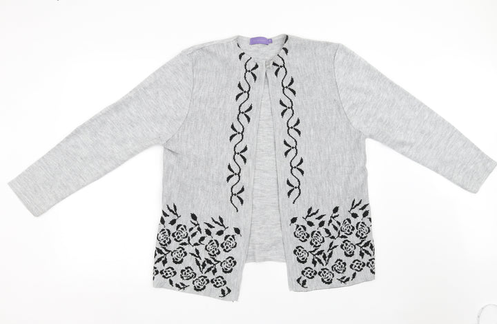 Autonomy Womens Grey Floral Wrap Sweatshirt Size L