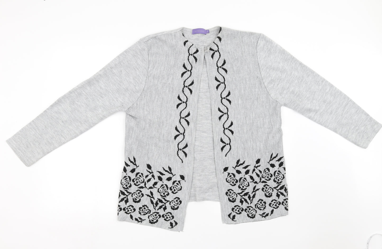 Autonomy Womens Grey Floral  Wrap Sweatshirt Size L