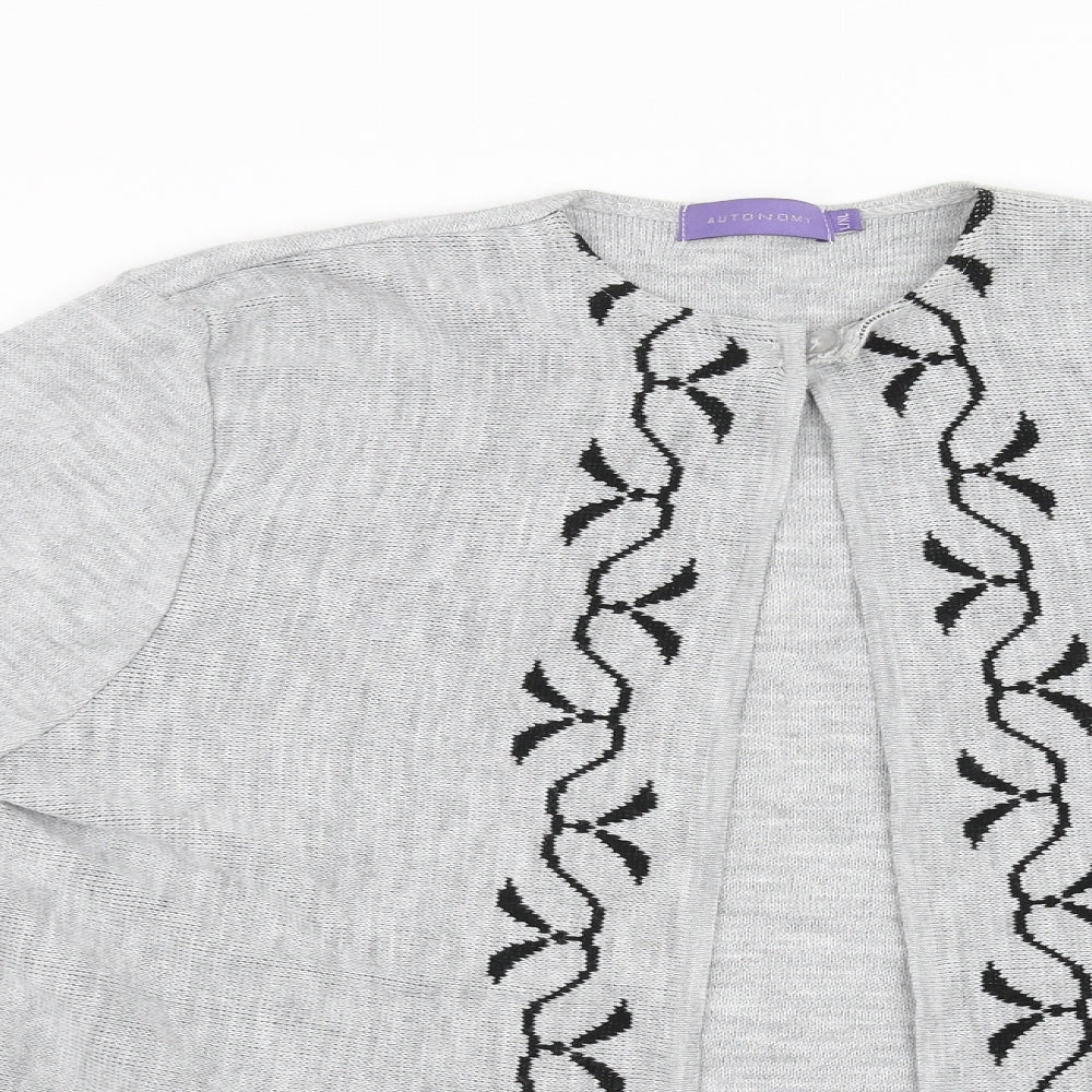 Autonomy Womens Grey Floral  Wrap Sweatshirt Size L