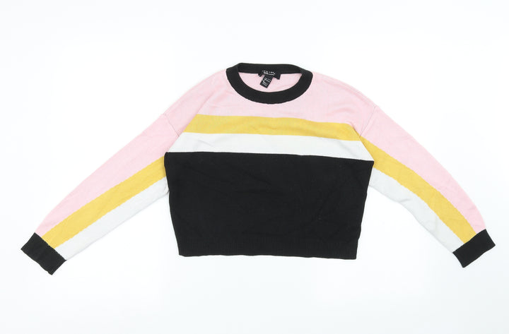 New Look Girls Black Striped  Pullover Sweatshirt Size 12-13 Years