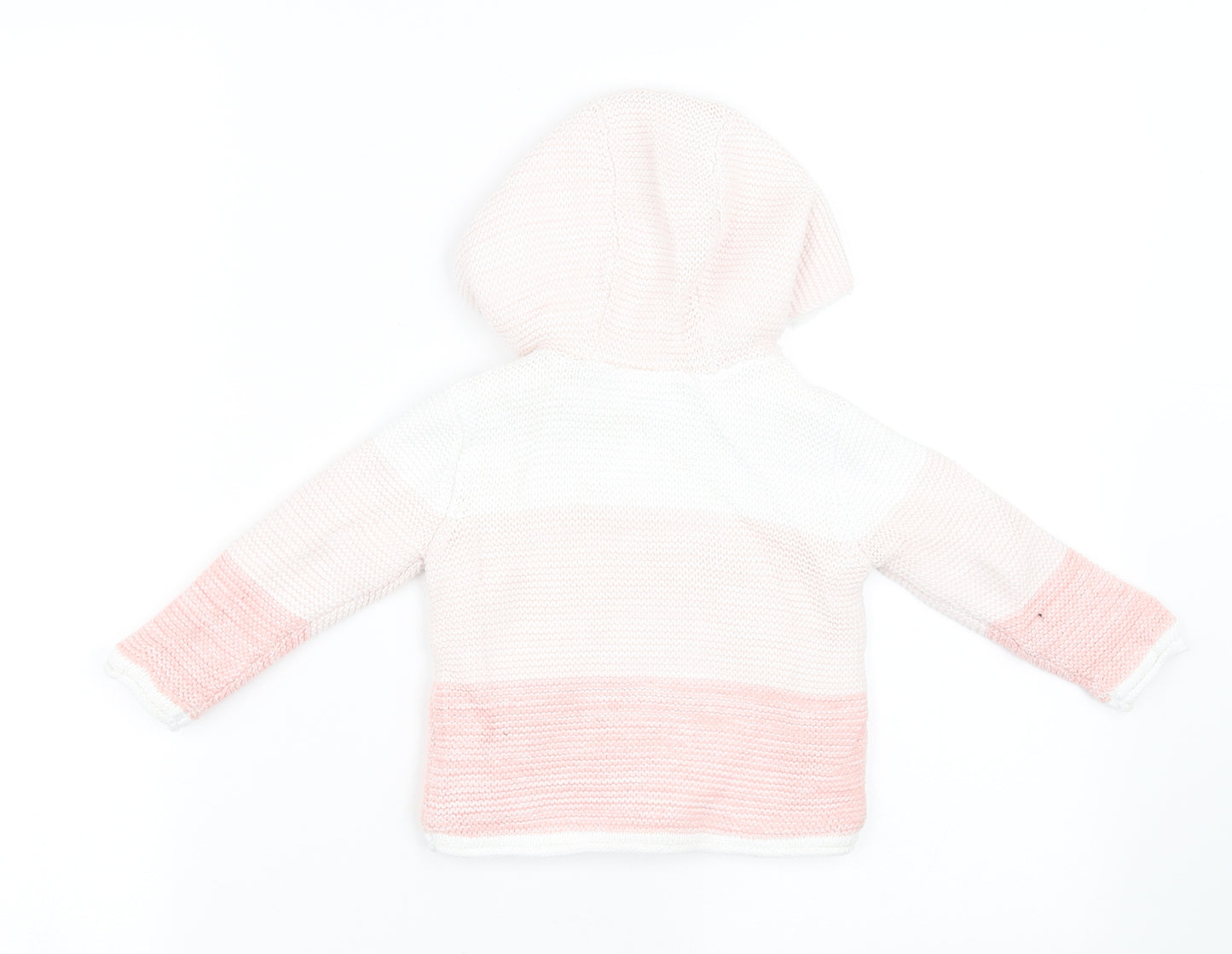 Mothercare Girls White Striped  Basic Coat Jacket Size 6-9 Months