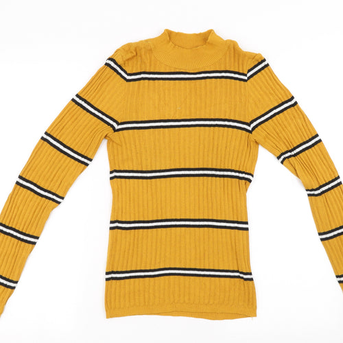 Primark Womens Yellow Striped  Pullover Sweatshirt Size S