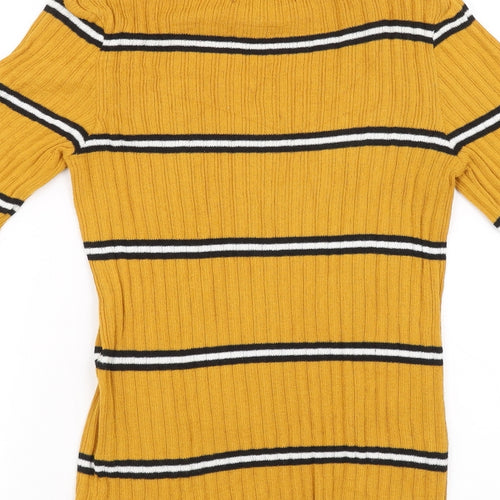 Primark Womens Yellow Striped  Pullover Sweatshirt Size S