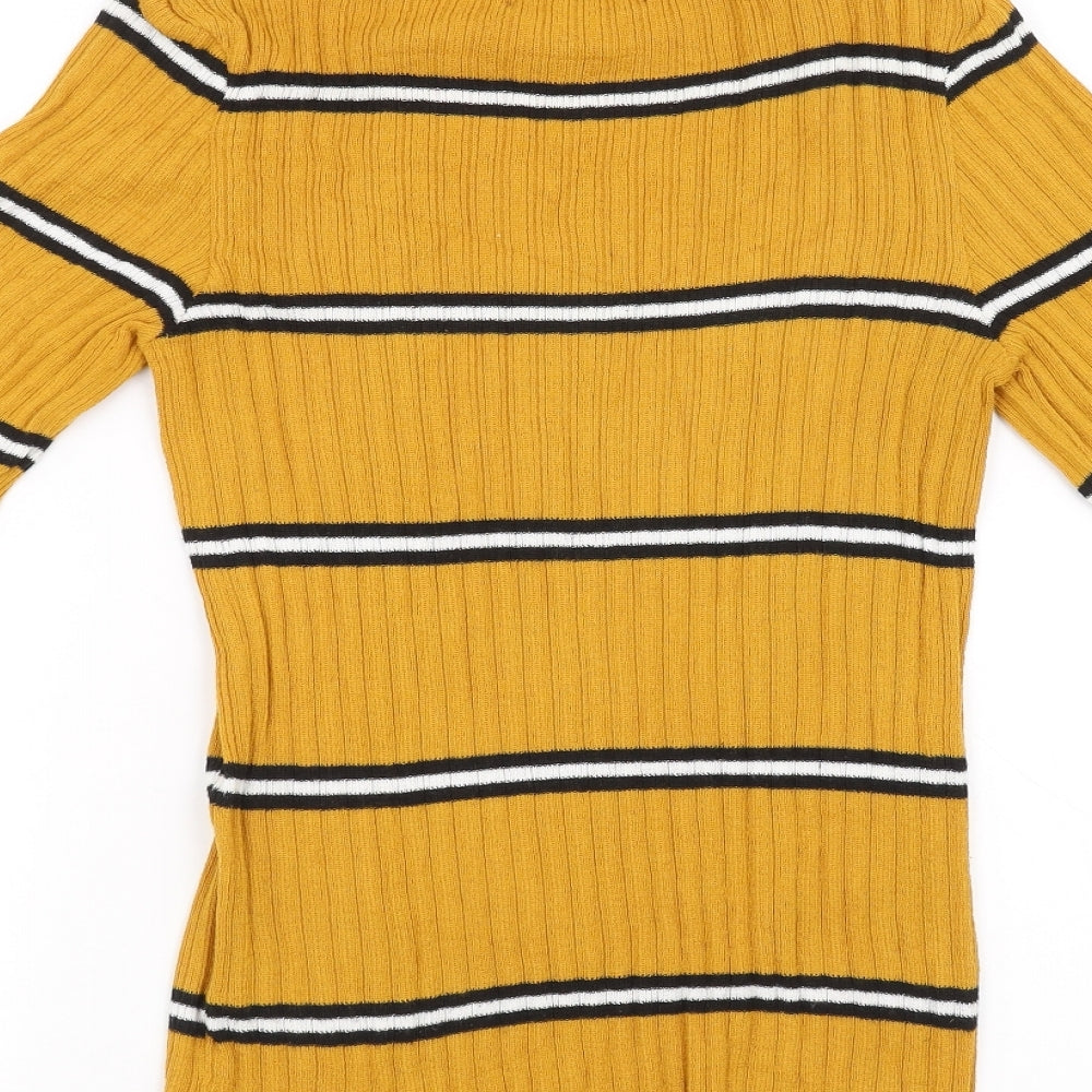 Primark Womens Yellow Striped  Pullover Sweatshirt Size S