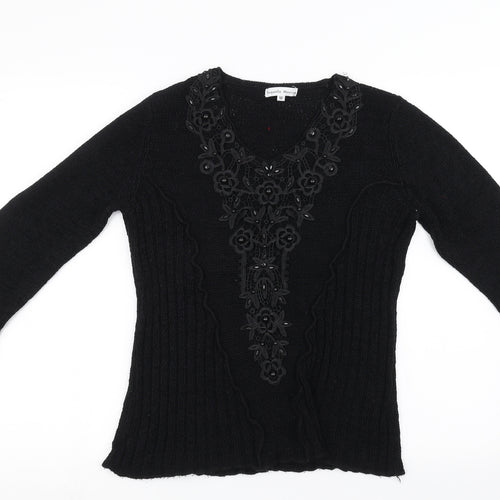 Donatella Maurizio Womens Black   Pullover Sweatshirt Size M