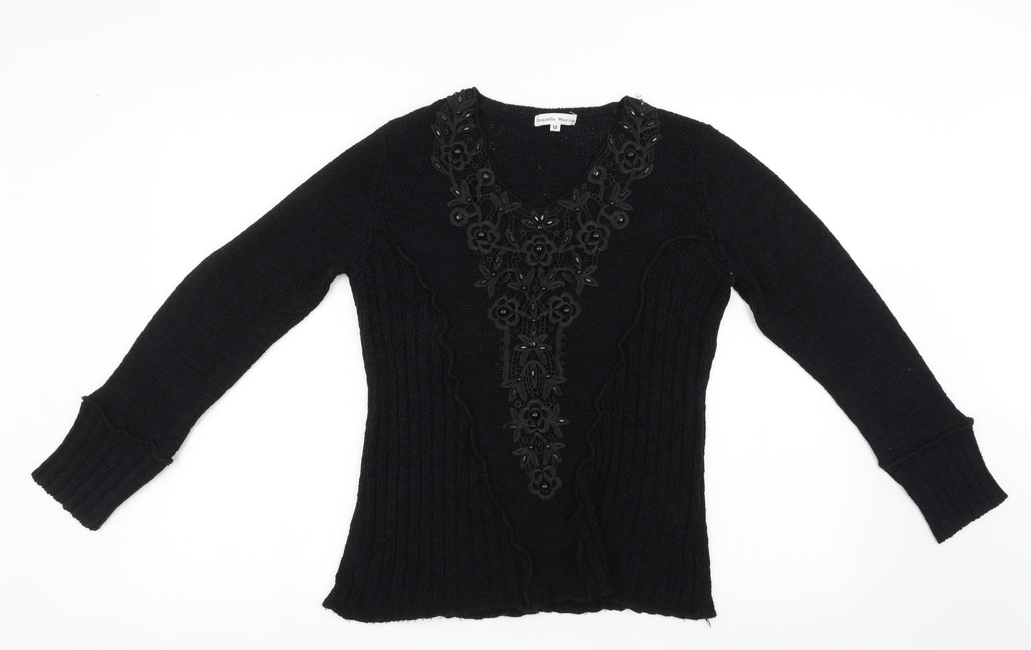 Donatella Maurizio Womens Black   Pullover Sweatshirt Size M