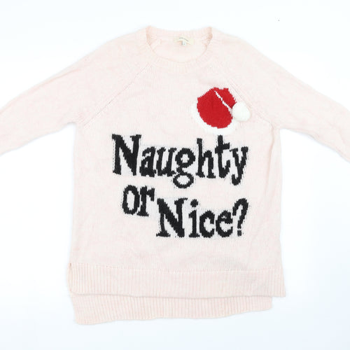 River Island Womens Pink   Pullover Sweatshirt Size 6  - chrismas