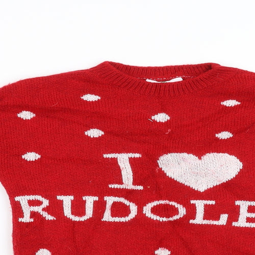 George Girls Red   Pullover Sweatshirt Size 5-6 Years  - christmas