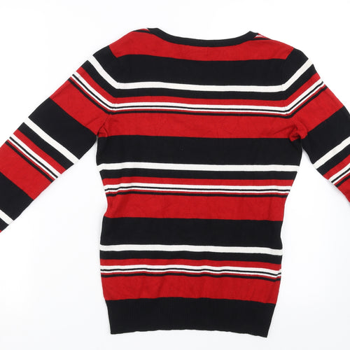 TESCO Womens Red Striped  Pullover Sweatshirt Size 8