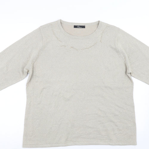 BM Womens Beige   Pullover Sweatshirt Size L
