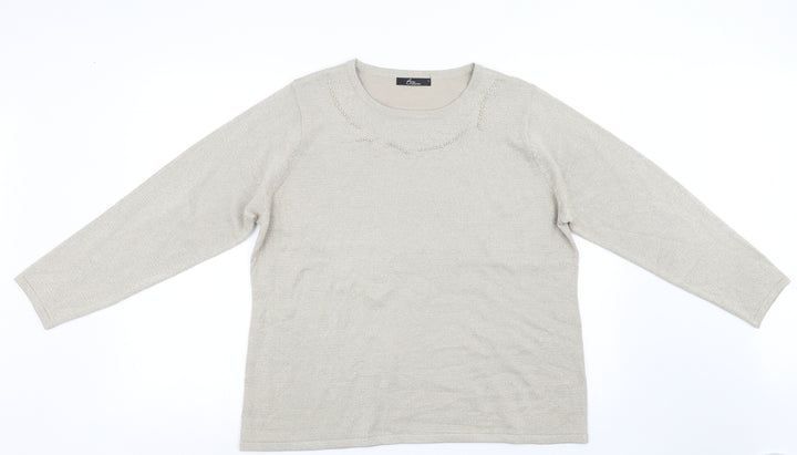 BM Womens Beige Pullover Sweatshirt Size L