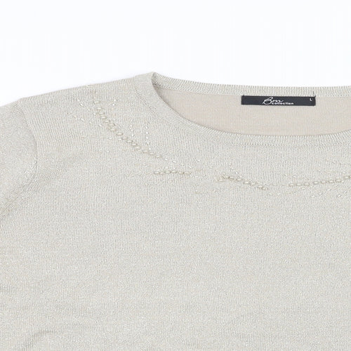 BM Womens Beige   Pullover Sweatshirt Size L