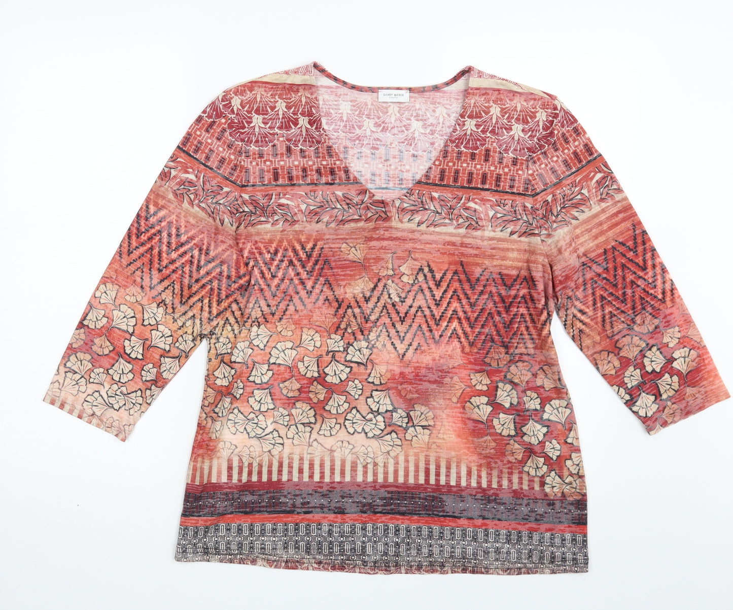 Gerry Weber Womens Orange Floral  Basic T-Shirt Size M
