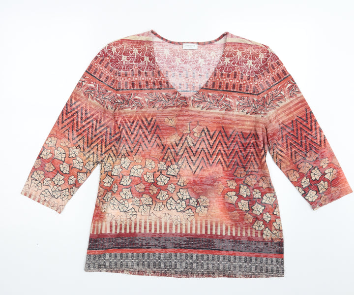 Gerry Weber Womens Orange Floral Basic T-Shirt Size M