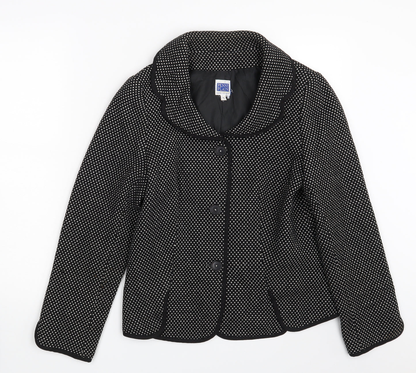Penny plain Womens Black Polka Dot  Jacket Coat Size 10