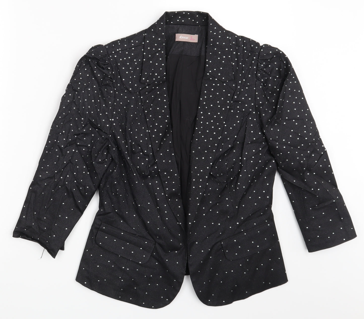 A wear Womens Black Polka Dot  Jacket Blazer Size 12