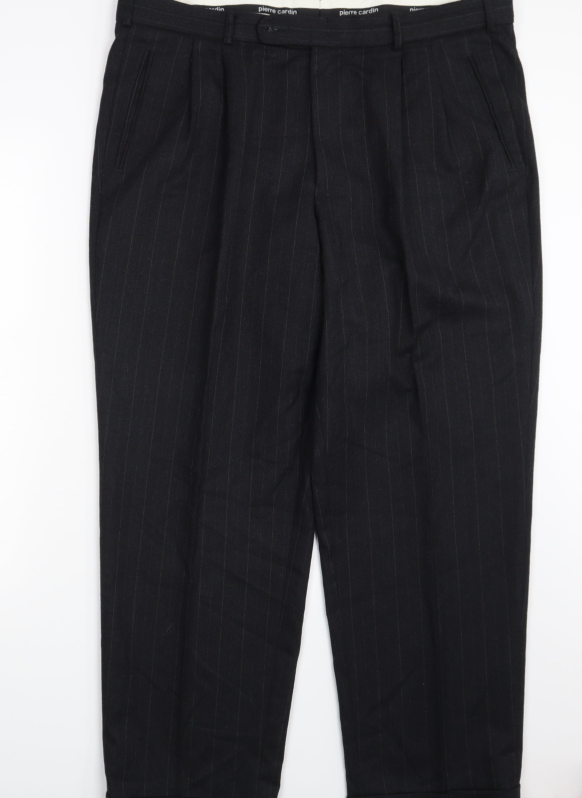 Pierre Cardin Mens Black Striped  Trousers  Size 39 L30 in