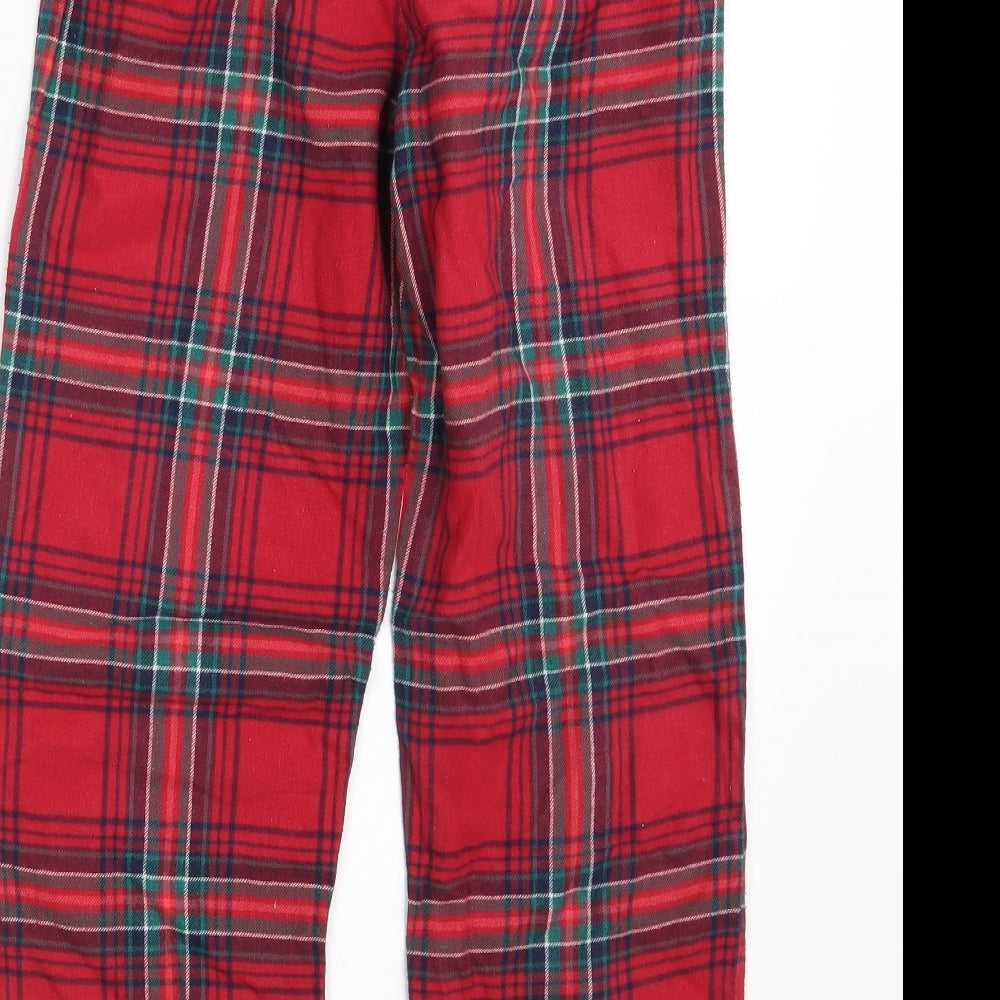 Marks and Spencer Girls Red Check   Pyjama Pants Size 9-10 Years