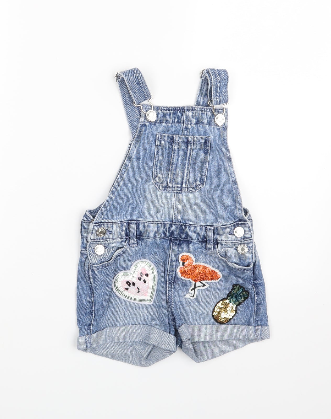 Denim & Co. Girls Blue   Dungaree One-Piece Size 5-6 Years