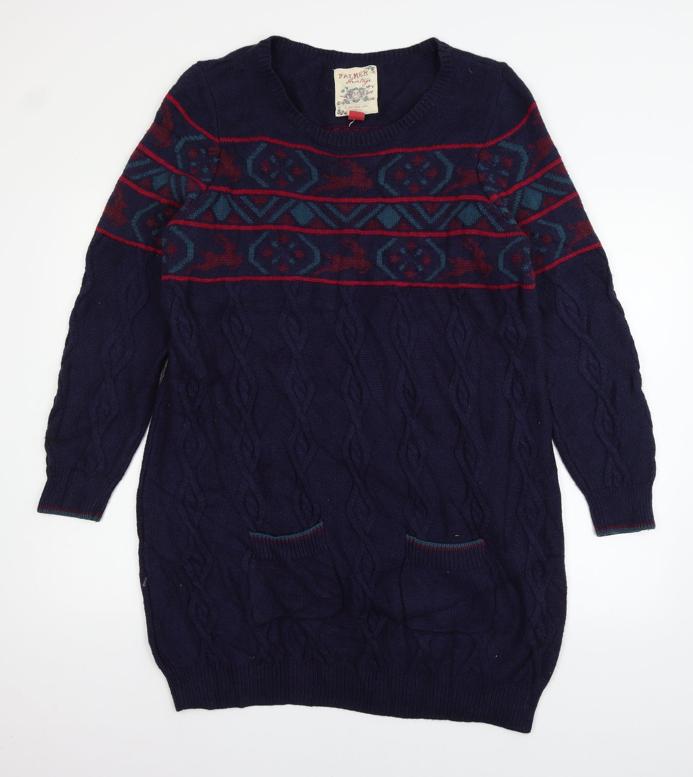 Falmer Heritage Womens Blue Striped Knit Pullover Jumper Size 20