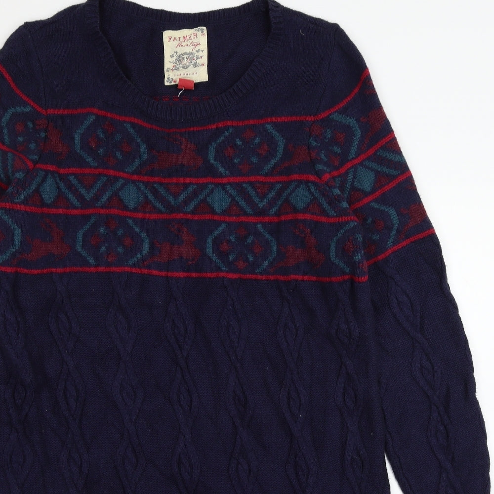 Falmer Heritage Womens Blue Striped Knit Pullover Jumper Size 20