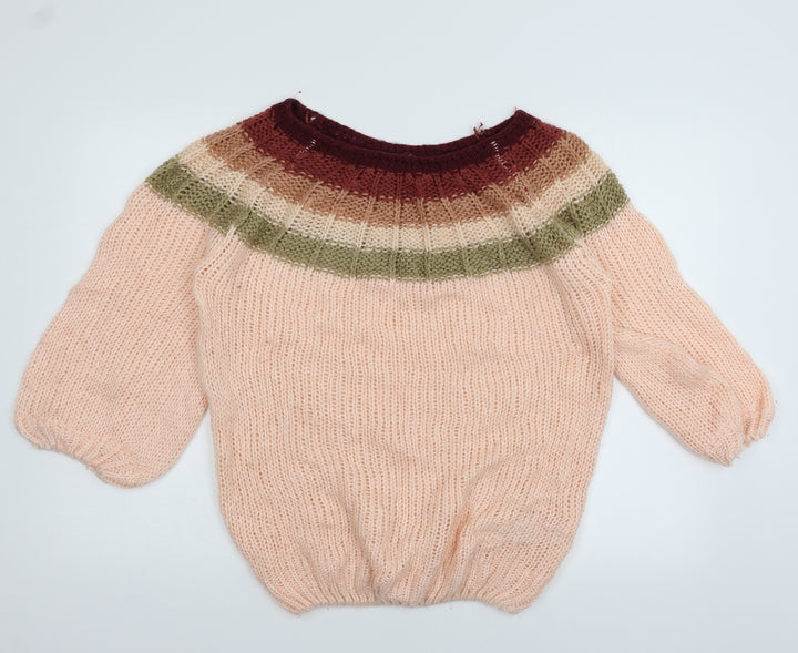 New Look Womens Pink Striped Knit Pullover Jumper Size L