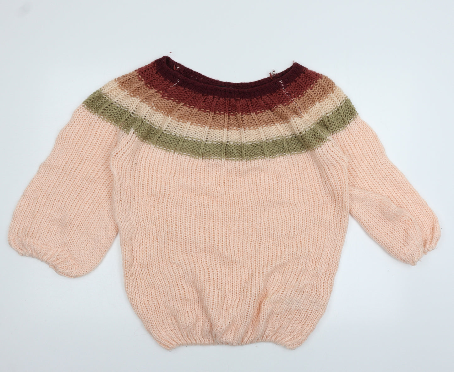 New Look Womens Pink Striped Knit Pullover Jumper Size L