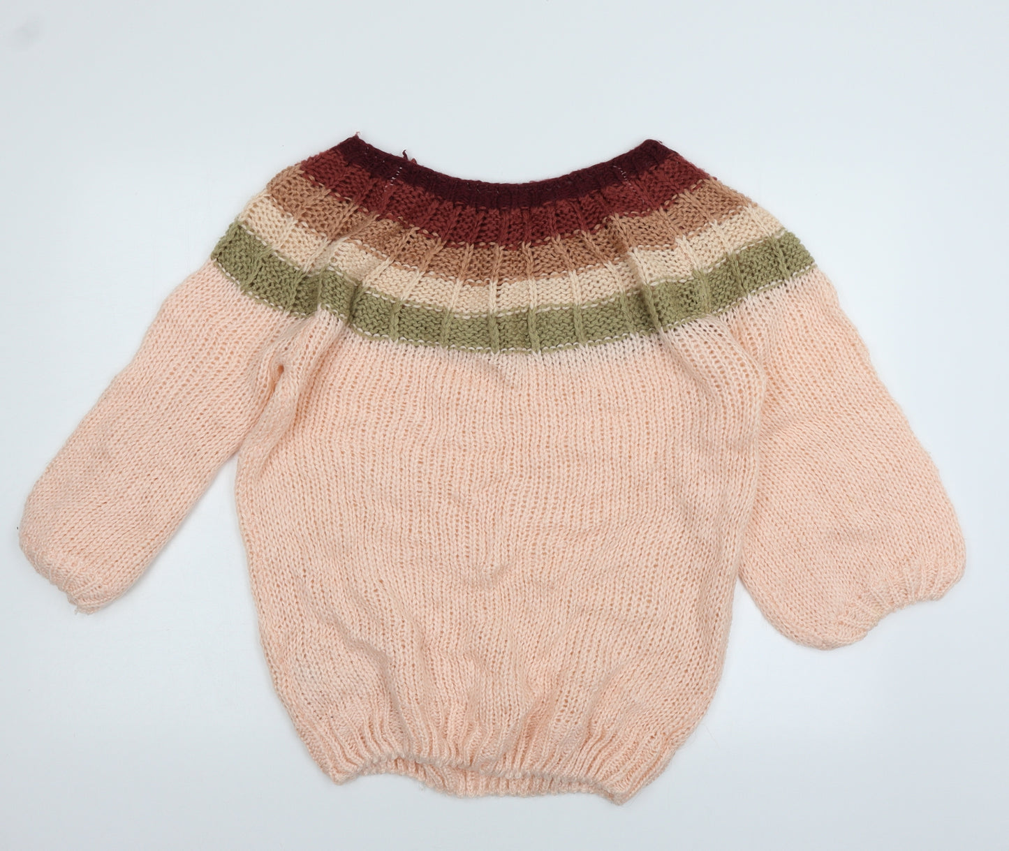 New Look Womens Pink Striped Knit Pullover Jumper Size L