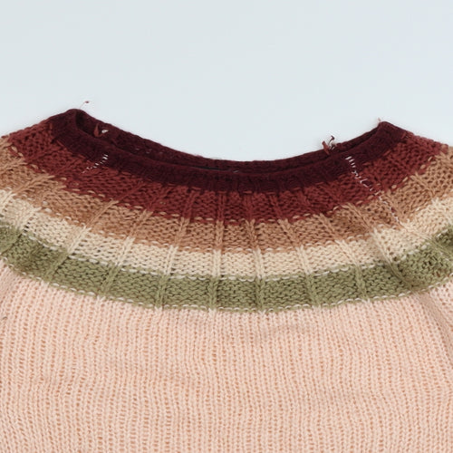 New Look Womens Pink Striped Knit Pullover Jumper Size L