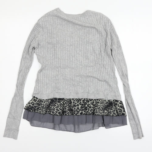Damod Womens Grey Animal Print Knit Basic Blouse Size L