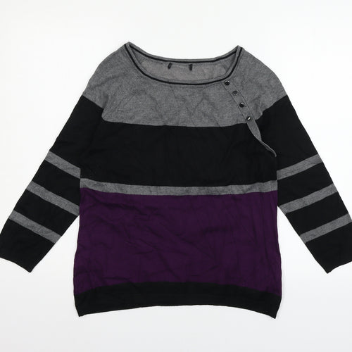 Debenhams Womens Purple Striped Knit Pullover Jumper Size 12