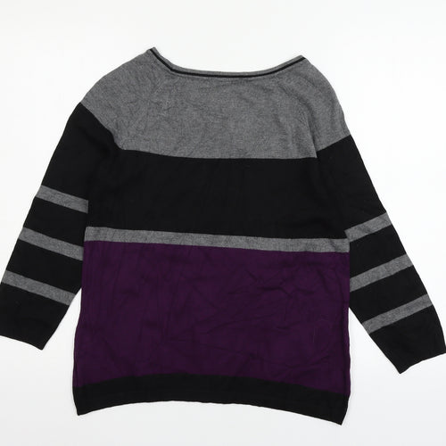 Debenhams Womens Purple Striped Knit Pullover Jumper Size 12