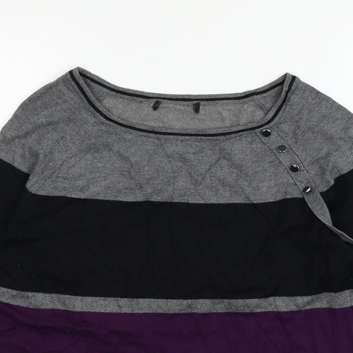 Debenhams Womens Purple Striped Knit Pullover Jumper Size 12