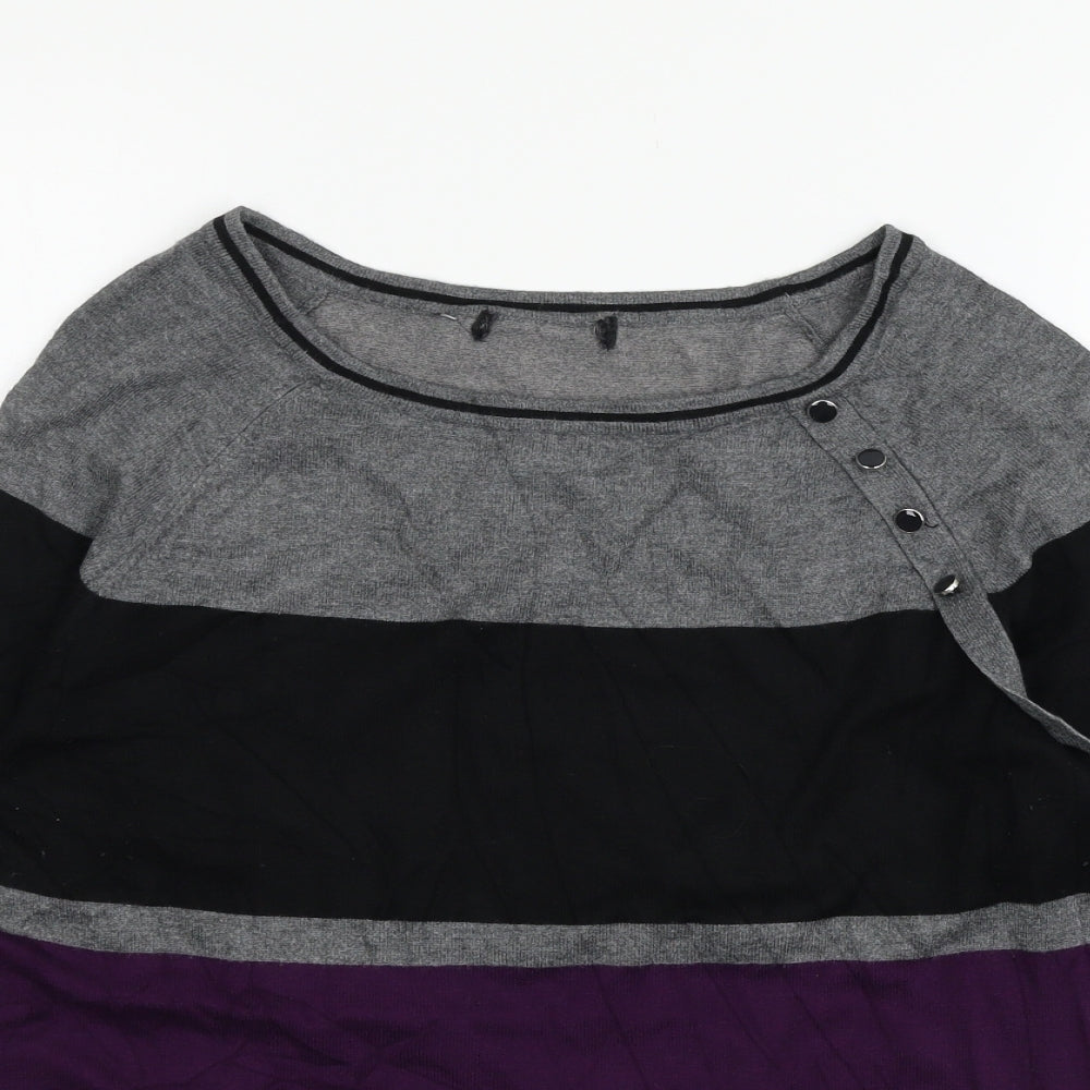 Debenhams Womens Purple Striped Knit Pullover Jumper Size 12