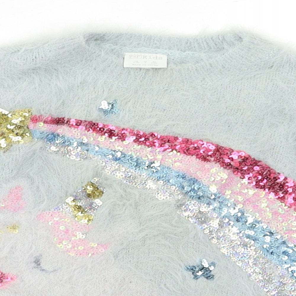 F&F Girls Blue   Pullover Jumper Size 4-5 Years  - Rainbow